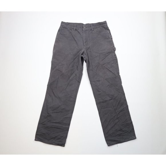 Vintage Patagonia Mens 32x32 Faded Wide Leg Canvas Pants Gray Organic Cotton
